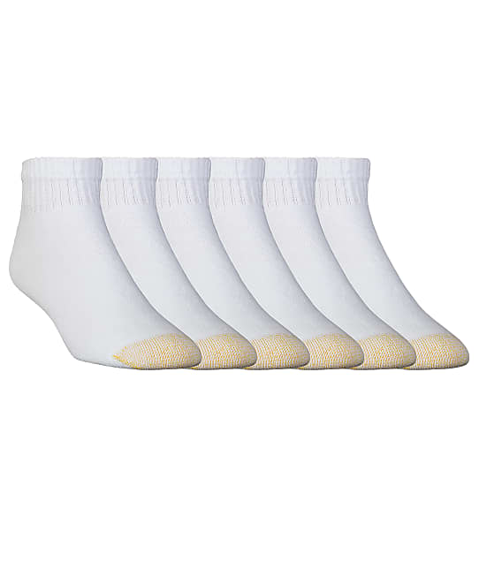Gold Toe Cotton Cushion Ankle Socks 6-Pack in White 656P