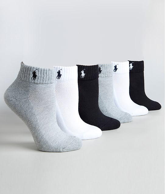 Ralph Lauren Ankle Sport Socks 6-Pack in Black / White / Grey 724000PK2