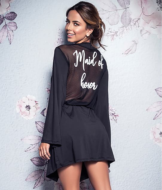 Mapalé Maid Of Honor Robe & Panty Set in Black 8360