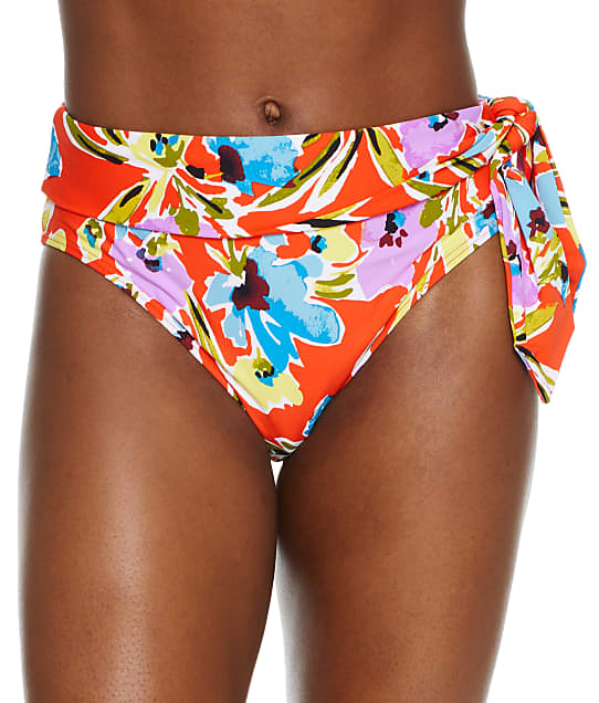 Anne Cole Signature Splash Garden High-Waist Side Tie Bikini Bottom in Multi(Front Views) 22MB36774