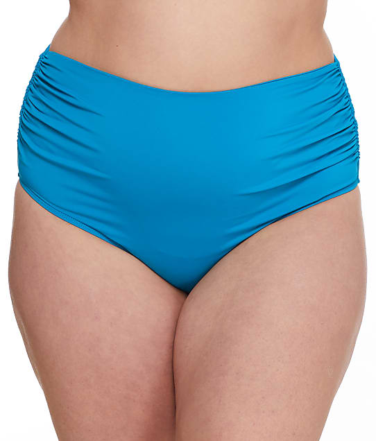 Anne Cole Signature Plus Size Live In Color Convertible Bikini Bottom in Teal(Front Views) MYPB36001