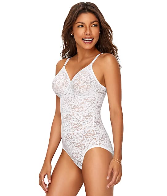 Bali Lace 'N Smooth Firm Control Bodysuit in White 8L10