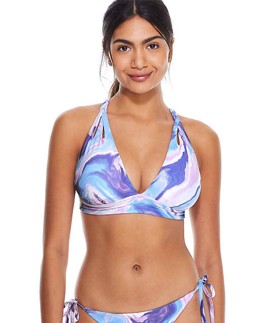 Becca Blue Agate Triangle Halter Bikini Top in Orchid Multi 283127