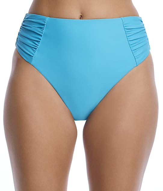 Birdsong Aqua Breeze Ruched High-Waist Bikini Bottom in Aqua Breeze S20154-AQBRZ