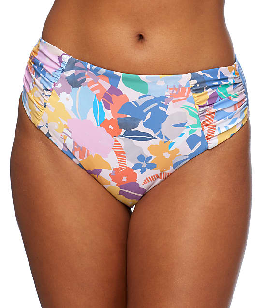 Birdsong Miami Vice Ruched High-Waist Bikini Bottom in Miami Vice(Front Views) S20154-MIAVI