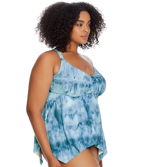 Birdsong Plus Size Santorini Sea Sharkbite Underwire Tankini Top ...