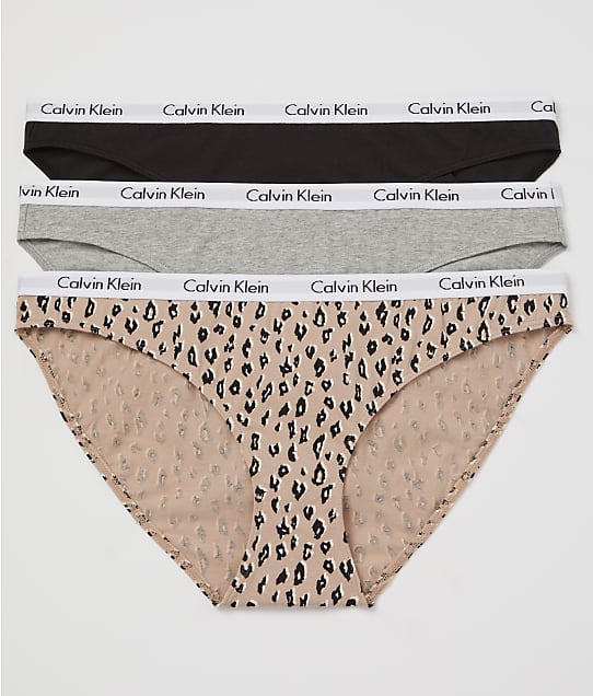 Calvin Klein Carousel Bikini 3-Pack in Black/Grey/Cheetah QD3588