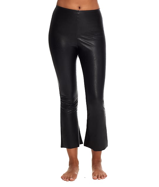 Commando Faux Leather Cropped Flare Leggings in Black SLG33