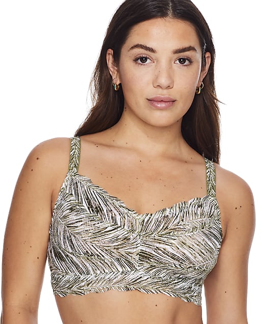 Cosabella Never Say Never Printed Sweetie Curvy Bralette in Palm Aloe(Front Views) NEVEP1310