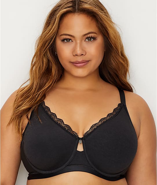 Curvy Couture Cotton Comfort Luxe Bra in Black 1291