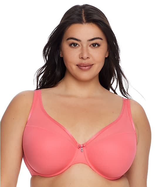 Curvy Couture Sheer Mesh T-Shirt Bra in Sunkissed Coral 1310