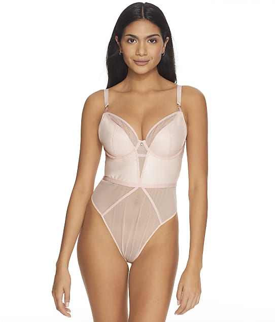 Curvy Kate Lucky Star Plunge Bodysuit in Blush Pink(Front Views) CK031704