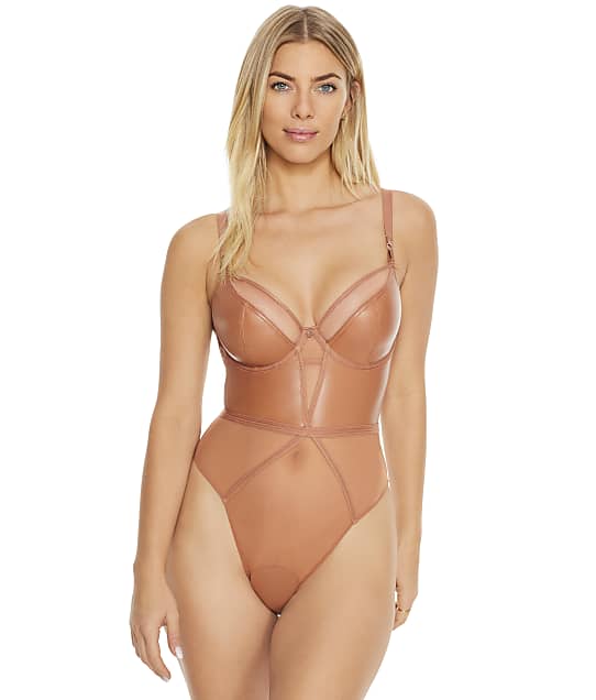 Curvy Kate Lucky Star Plunge Bodysuit in Tan(Front Views) CK031704