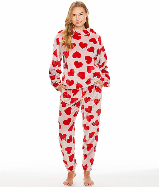 DKNY Sleepwear Chenille Jogger Pajama Set in Viola Hearts Y2922499
