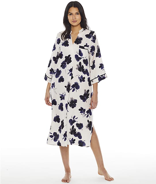 Donna Karan Sleepwear Satin Maxi Sleep Shirt in Pearl Floral D3023368