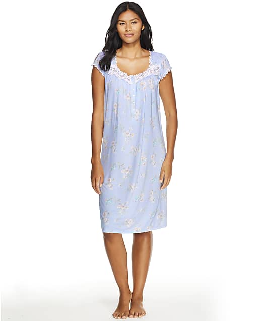 Eileen West Blue Floral Modal Knit Waltz Nightgown & Reviews | Bare ...