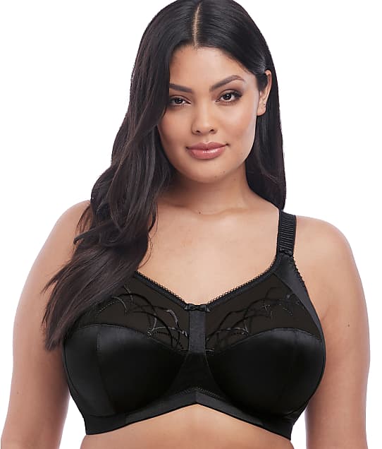 Elomi Cate Side Support Wire-Free Bra in Black(Front Views) EL4033