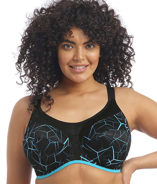 Elomi Energise High Impact Underwire Sports Bra in Blue Lightning(Front Views) EL8042