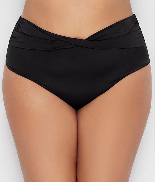 Elomi Plus Size Magnetic Twist Bikini Bottom in Black(Front Views) ES7196