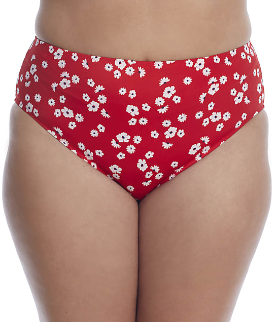 Elomi Plus Size Plain Sailing Bikini Bottom in Red Floral ES7275
