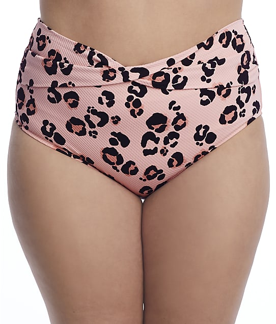 Elomi Plus Size Kambuku Full Bikini Bottom in Pink ES800271