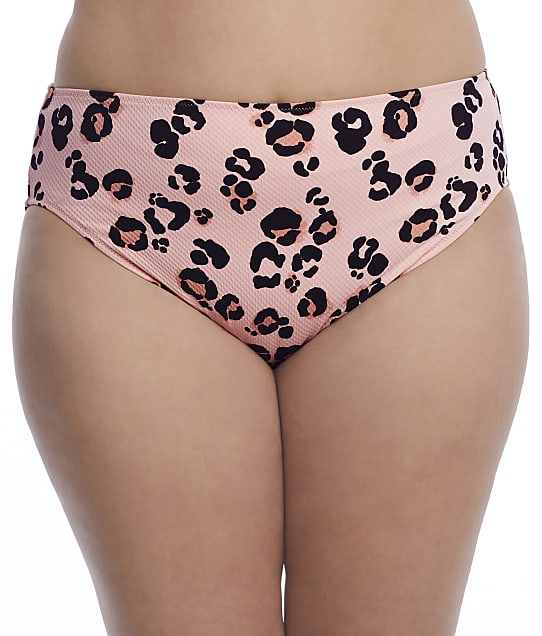 Elomi Plus Size Kambuku Mid-Rise Bikini Bottom in Pink ES800272