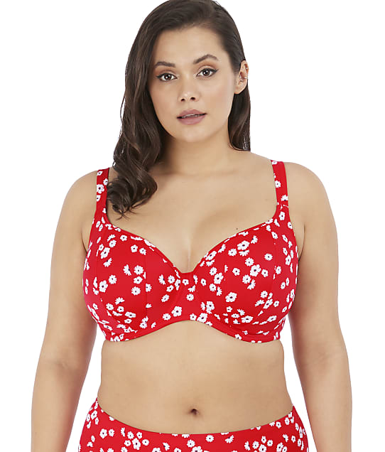Elomi Plus Size Plain Sailing Underwire Bikini Top in Red Floral(Full Sets) ES7272