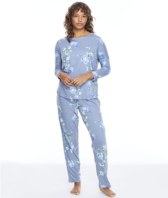 Flora Nikrooz Floral Knit Pajama Set in Steel Q80922