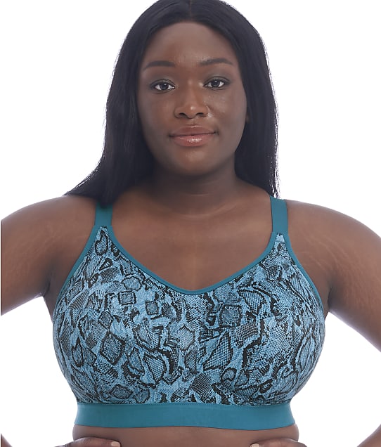 Goddess Mid-Impact Wire-Free Sports Bra in Teal(Front Views) GD6912