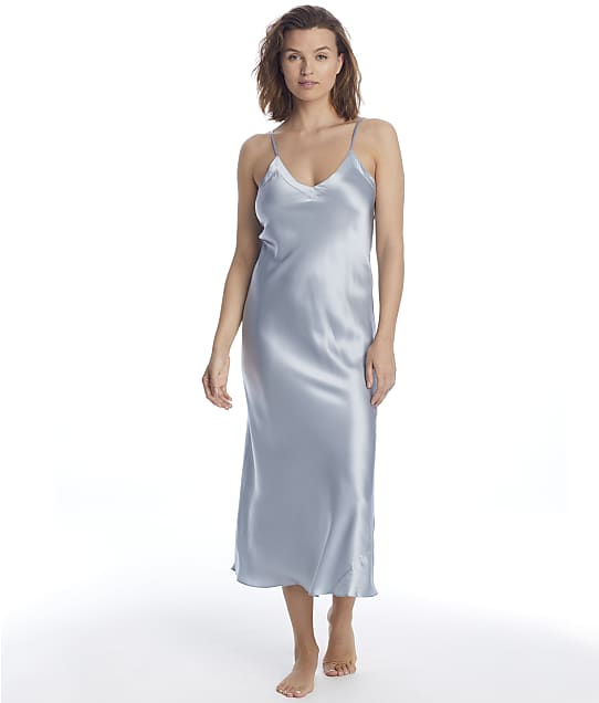 Ginia Silk Long Gown in Pearl Blue(Front Views) 9617
