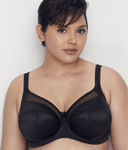 Goddess Keira Satin Side Support Bra in Black(Front Views, Chocolate) 6090