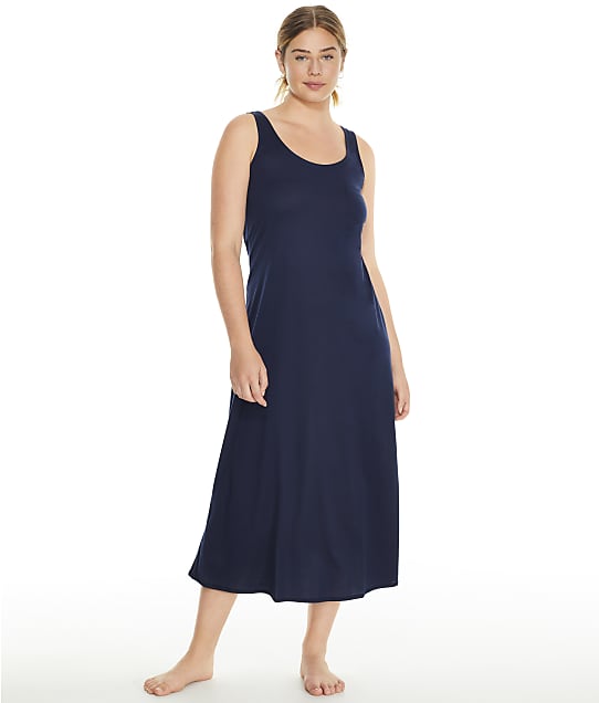 Hanro Cotton Deluxe Long Tank Gown in Deep Navy 077951