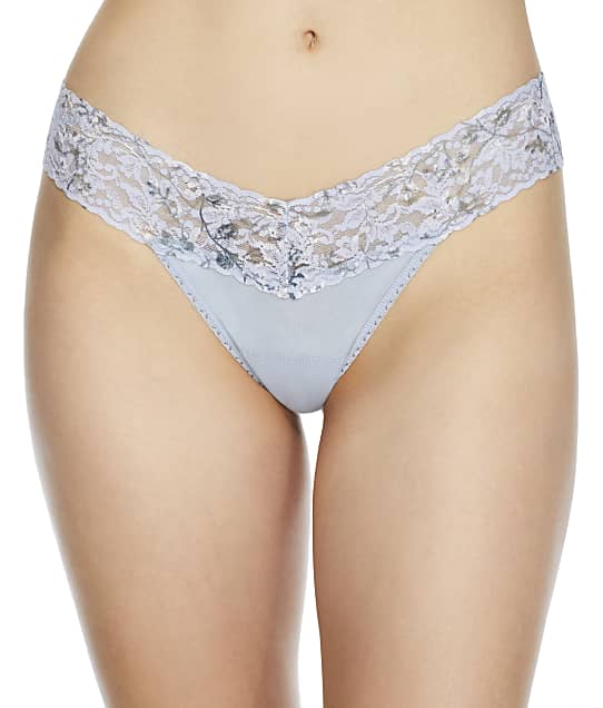 Hanky Panky Supima Cotton Low Rise Thong in Dove Grey/Misty Mead 891582
