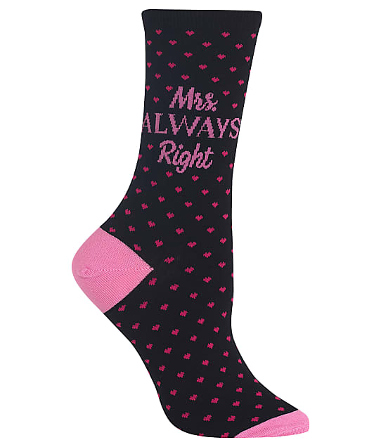 Hot Sox Mrs. Always Right Crew Socks in Black HO002658