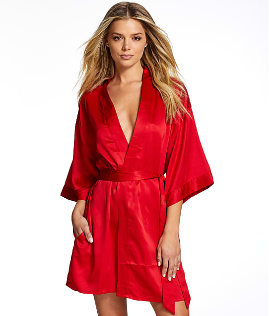Jezebel Kimono Satin Robe in Tango Red 75025