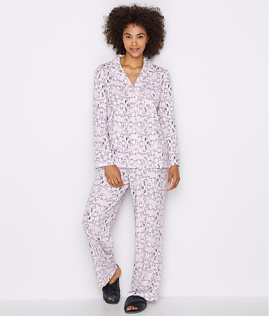 Karen Neuburger Girlfriend Knit Cat Pajama Set in Pink Cat(Full Sets) RE0143M-PCAT