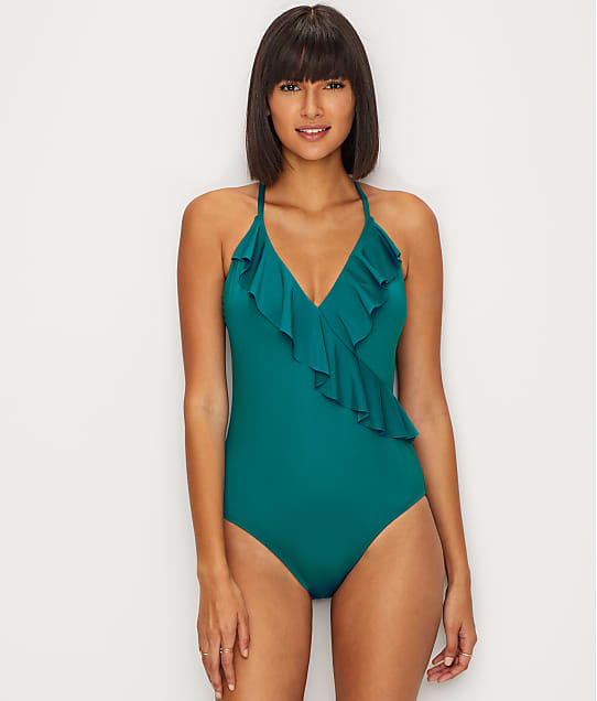 Kenneth Cole Reaction Ruffle-licious One-Piece in Peacock(Full Sets) RS9CF07
