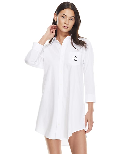 Lauren Ralph Lauren Classic Woven Sleep Shirt in White 8131326