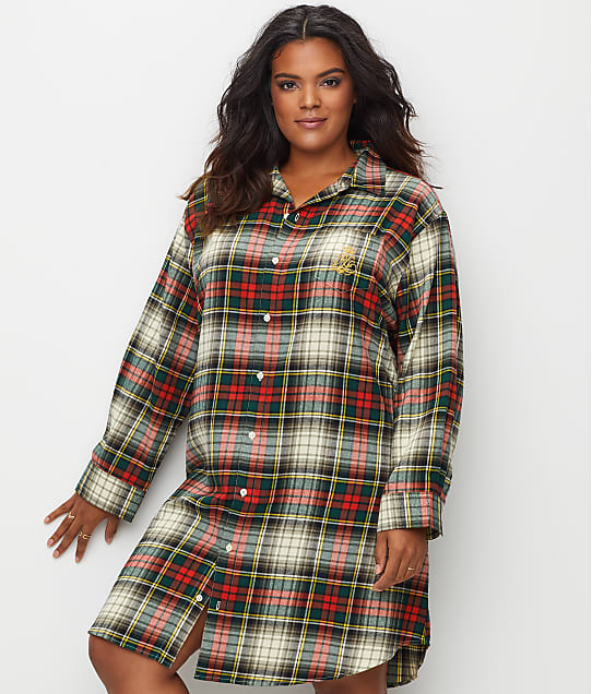 Lauren Ralph Lauren Plus Size Classic Flannel Sleep Shirt & Reviews ...