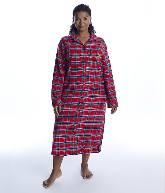 Lauren Plus Size Red Plaid Brushed Twill Maxi Sleep Shirt & Reviews | Bare Necessities (Style LN02020X-RED)