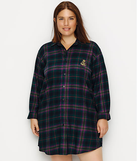 Lauren Ralph Lauren Plus Size Brushed Twill Sleep Shirt & Reviews Bare Necessities (Style