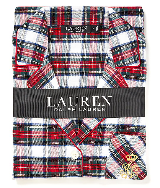 Lauren Ralph Lauren Brushed Twill Flannel Pajama Set in Cream Plaid LN92122F