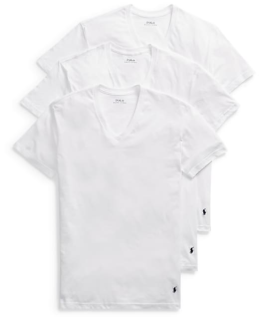 Polo Ralph Lauren Classic V-Neck T-Shirts 3-Pack in White(Front Views) LCVN