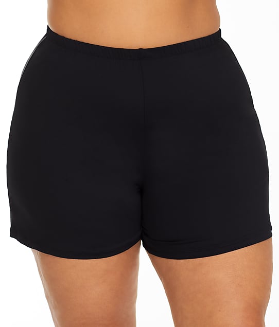 Leilani Plus Size Waikiki Solids Swim Shorts in Black A850063