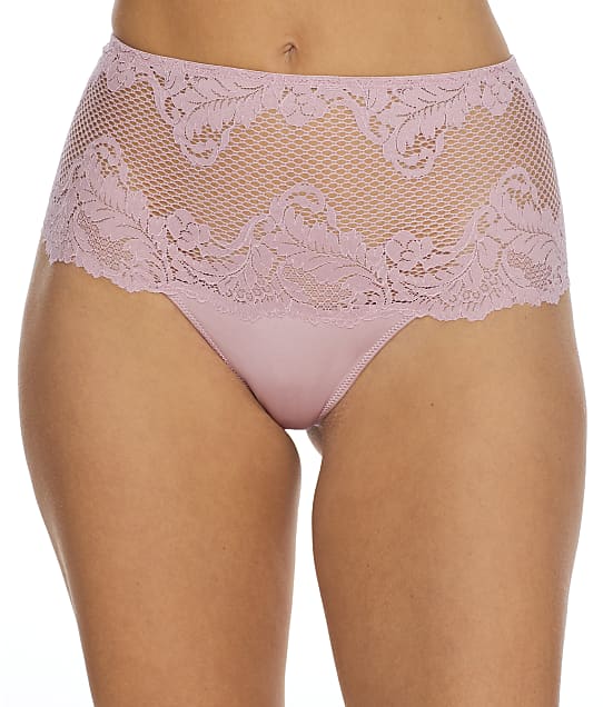 Le Mystère Lace Allure High-Waist Thong in Adobe Rose(Front Views) 7946