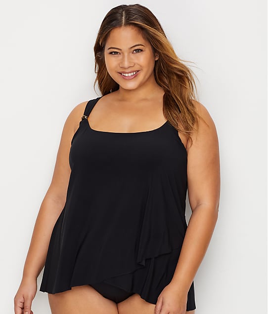 Miraclesuit Plus Size Solid Dazzle Underwire Tankini Top in Black 6518826W