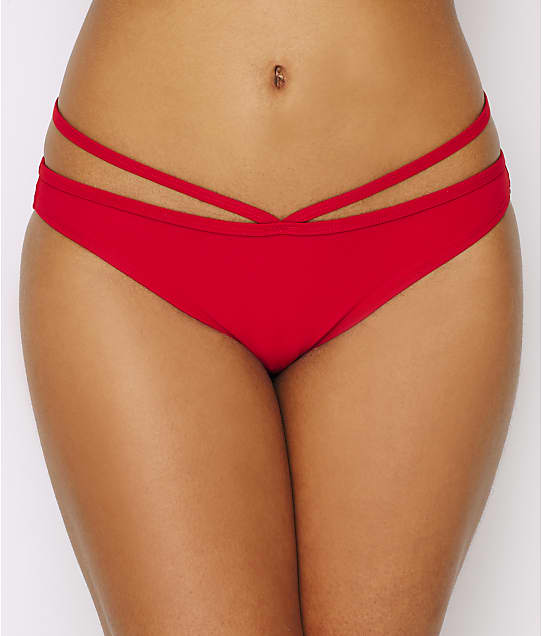 Miss Mandalay Icon Ring Bikini Bottom in Ruby Red(Front Views) IC04RURB