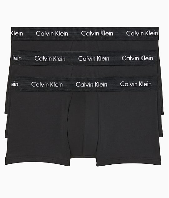 Calvin Klein Cotton Stretch Low Rise Trunk 3-Pack in Black(Front Views) NB2614