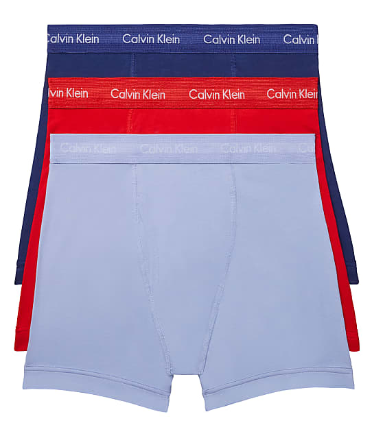 Calvin Klein Cotton Stretch Boxer Brief 3-Pack in Blue/Red/Periwinkle(Front Views) NB2616