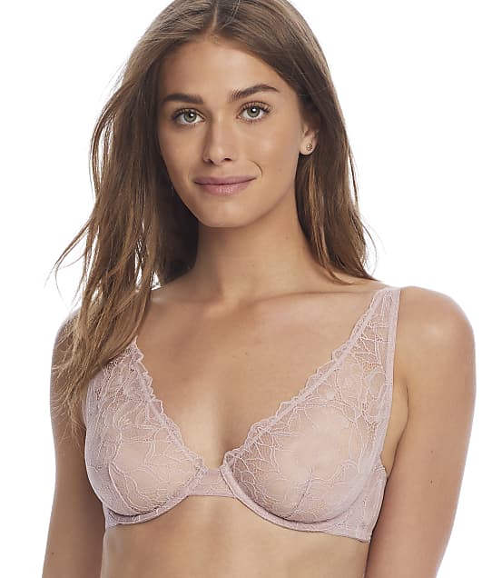 NearlyNude The Poppy Lace Plunge Bra in Pale Mauve(Front Views) RN70005